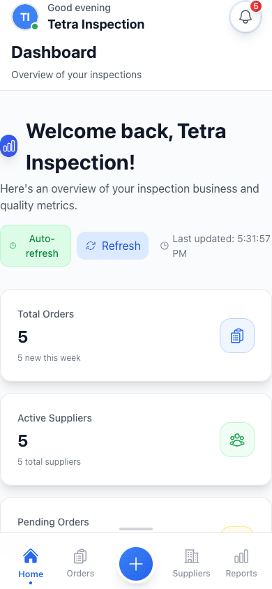 Dashboard on mobile device