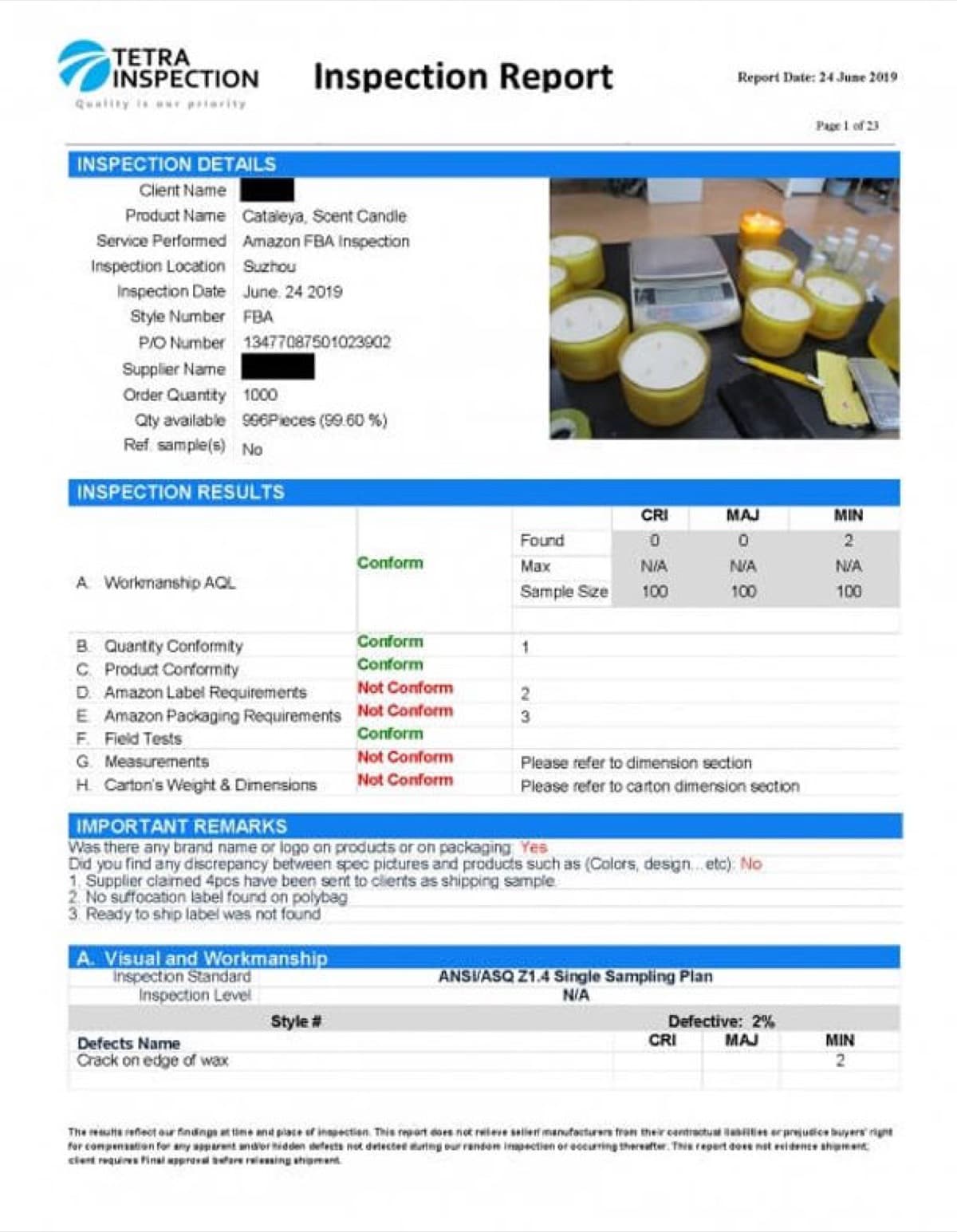 Inspección Amazon FBA service — quality control inspection by Tetra Inspection